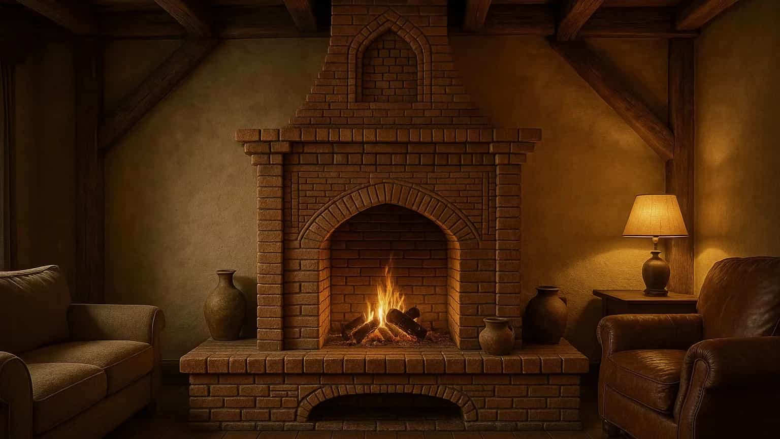 طراحی شومینه آجری با طرح بومی رحیم‌آباد
